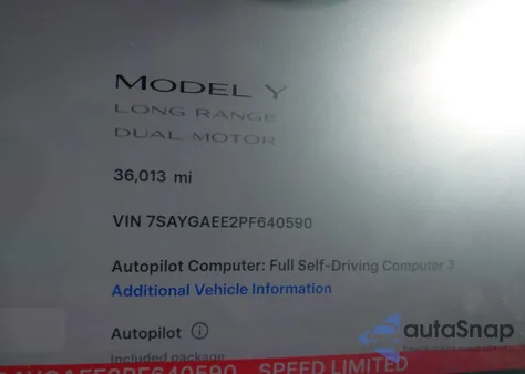 2023 Tesla Model Y Awd/Long Range Dual Motor All-Wheel Drive from USA, damaged, VIN 7SAYGAEE2PF640590